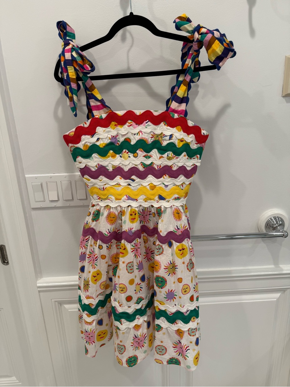 CeliaB Pink and Green Sun Print Dress with Multicolor Accents